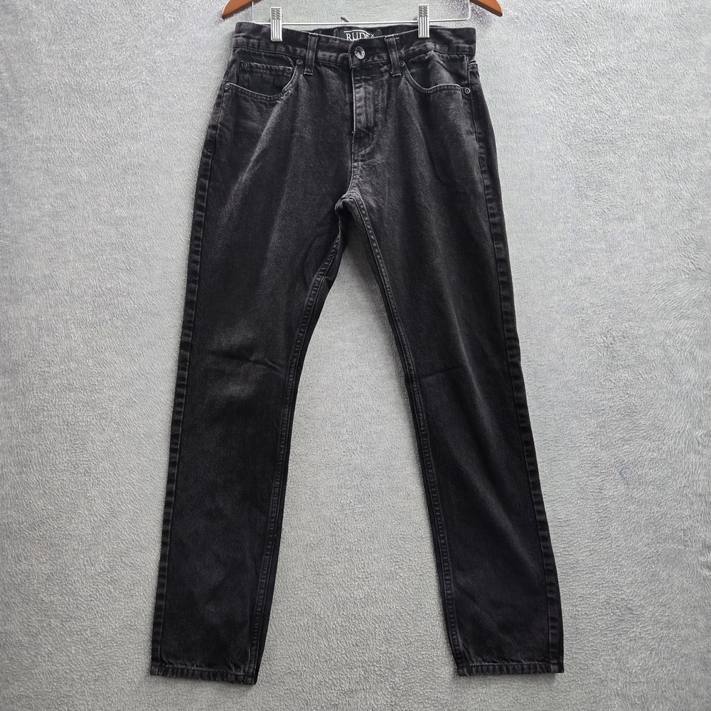 RUDE Men Jeans 30x32 Black Denim‎ Straight 28" Inseam